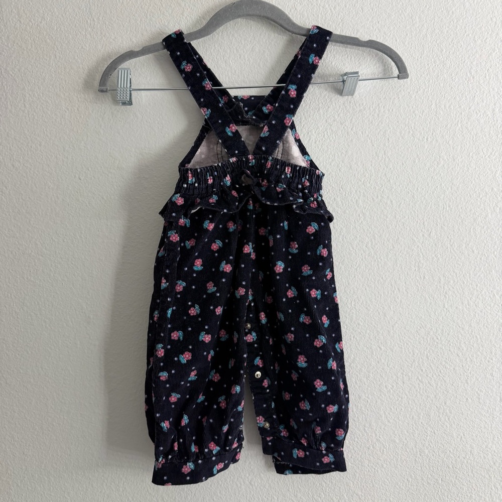 Vintage OshKosh B'gosh Toddler Corduroy Floral Print Button Snap Overalls 18M - Picture 4 of 6